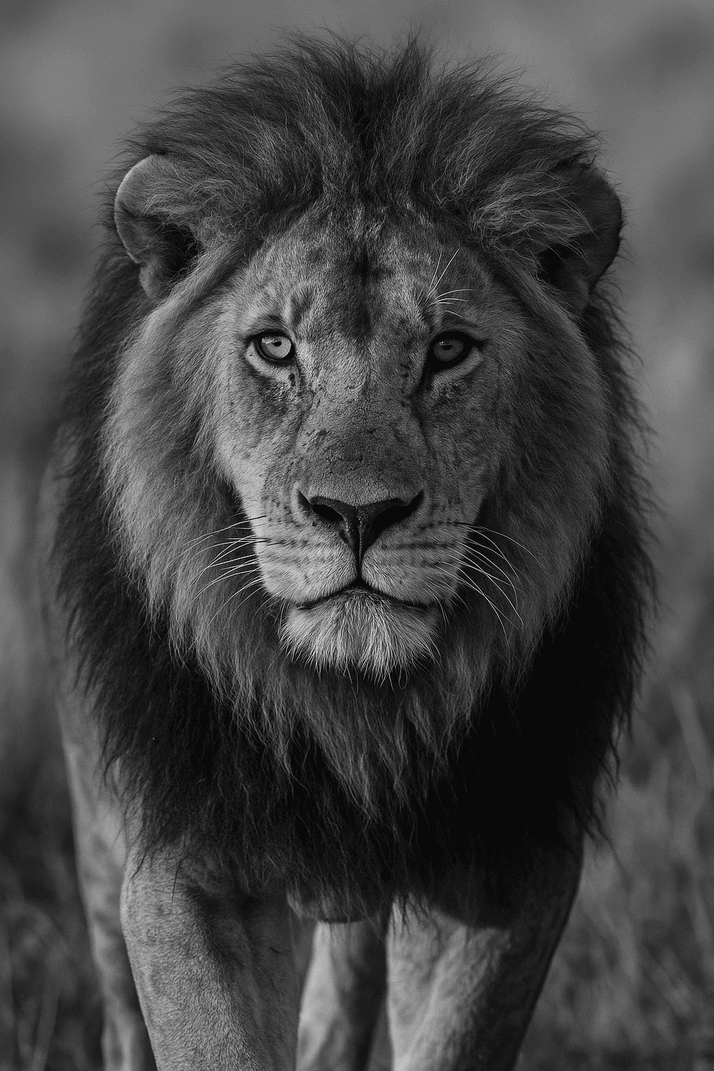 Majestic Lion Portrait in Monochrome
