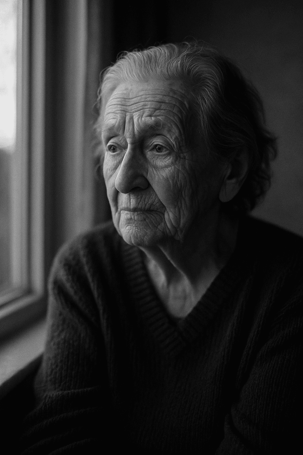 Contemplative Elderly Portrait in Monochrome